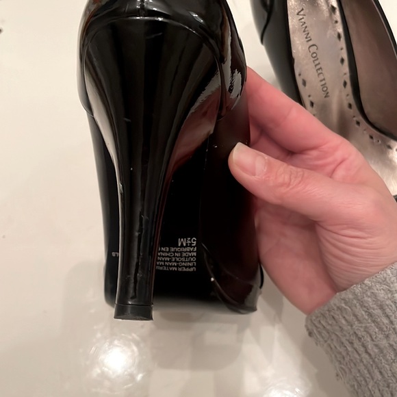 Leather Black Open Toe Heels 👠 - Picture 8 of 11